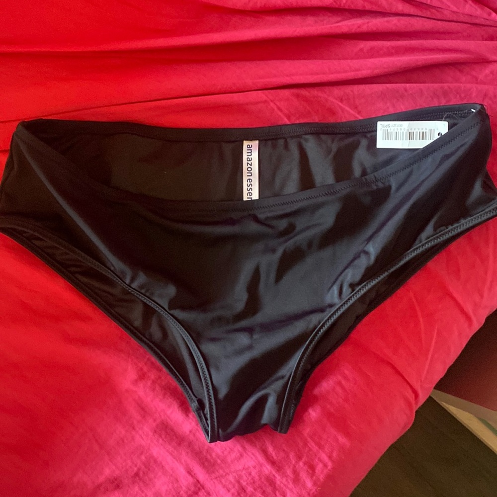 Black Boy-cut Hipster Bathing Suit Bottom Size Large